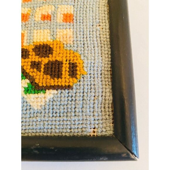 Vintage Needlepoint Embroidery Wall Hanging, Love Needlepoint Picture, Completed - Picture 8 of 10